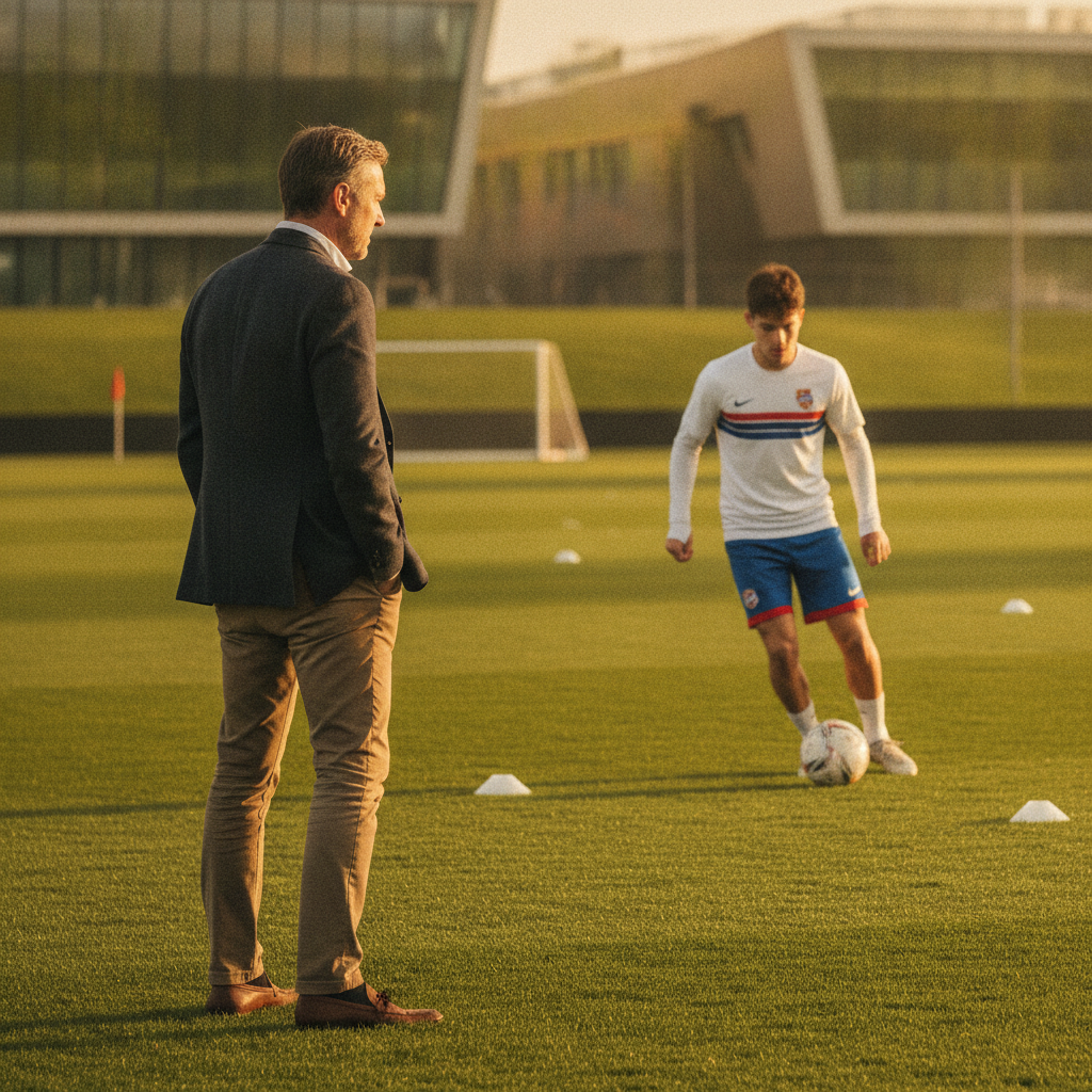 David Friio de passage à l'académie de l'OL pour suivre l'un de ses poulains