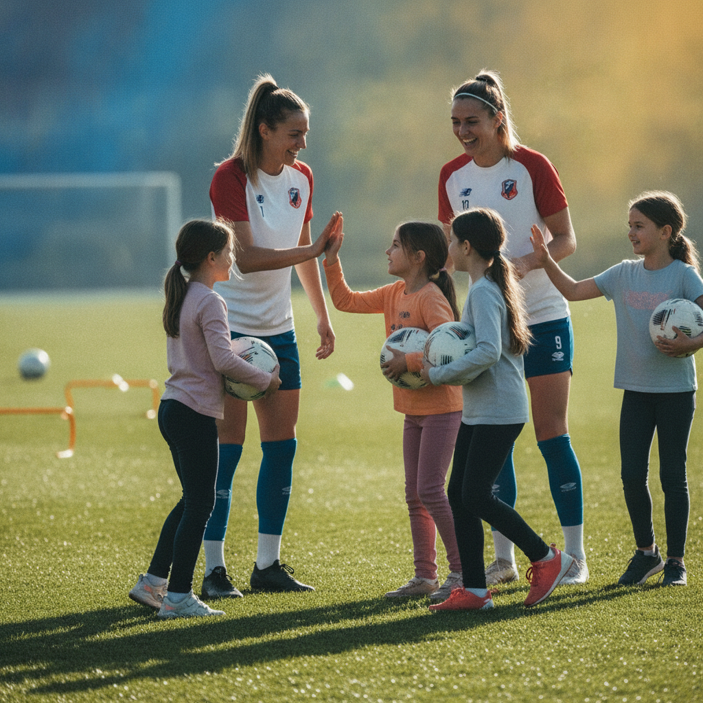 OL Lyonnes accueille 86 jeunes filles au centre d'entraînement avant le match face à London City Lionesses