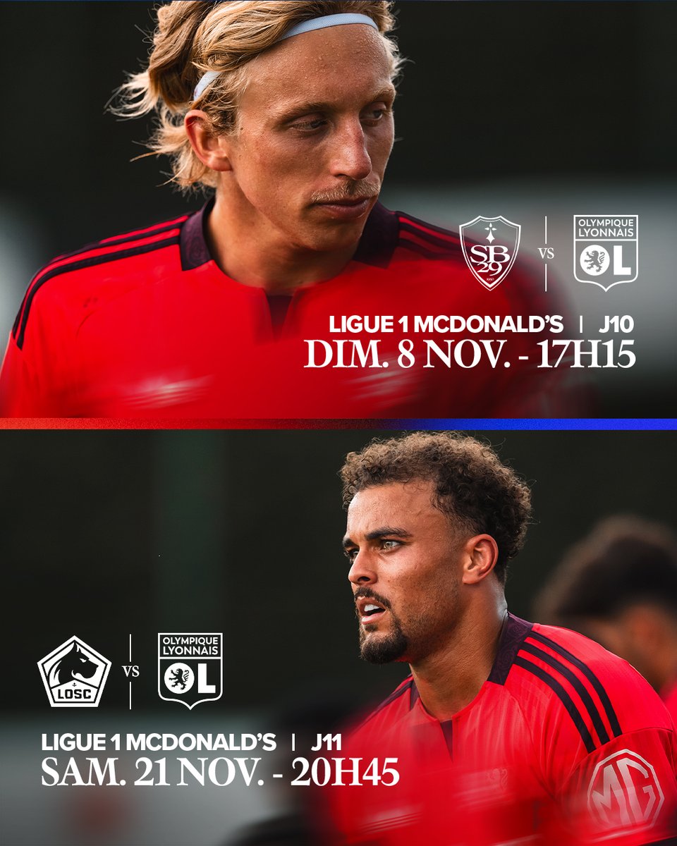 Calendrier OL : deux déplacements fixés en novembre