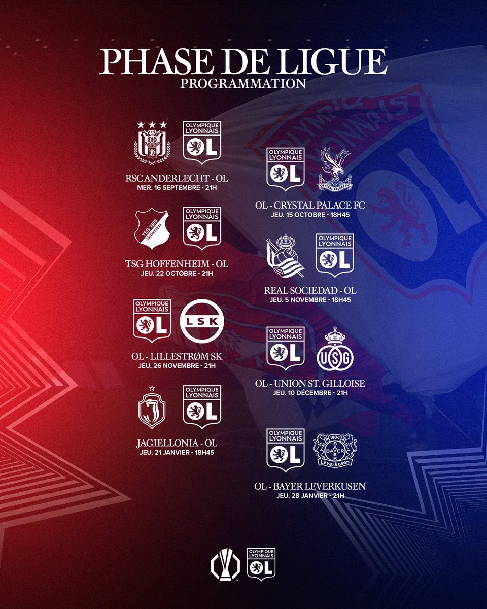 Europa League : l'Olympique Lyonnais dévoile son calendrier de phase de ligue